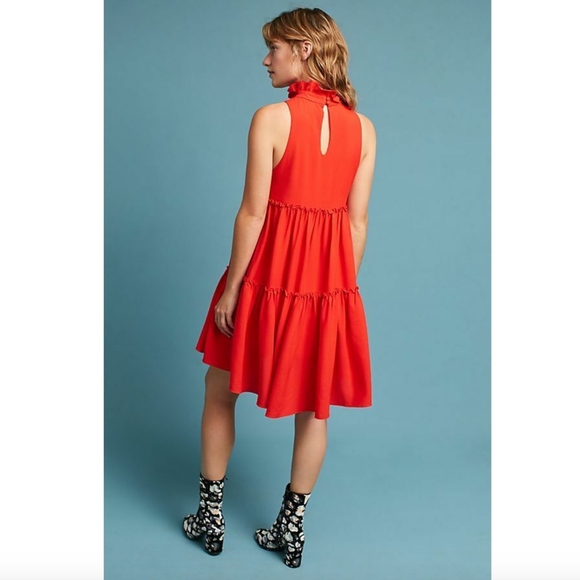 NWOT Anthropologie Ruffled Turtleneck Swing Dress - Picture 4 of 5